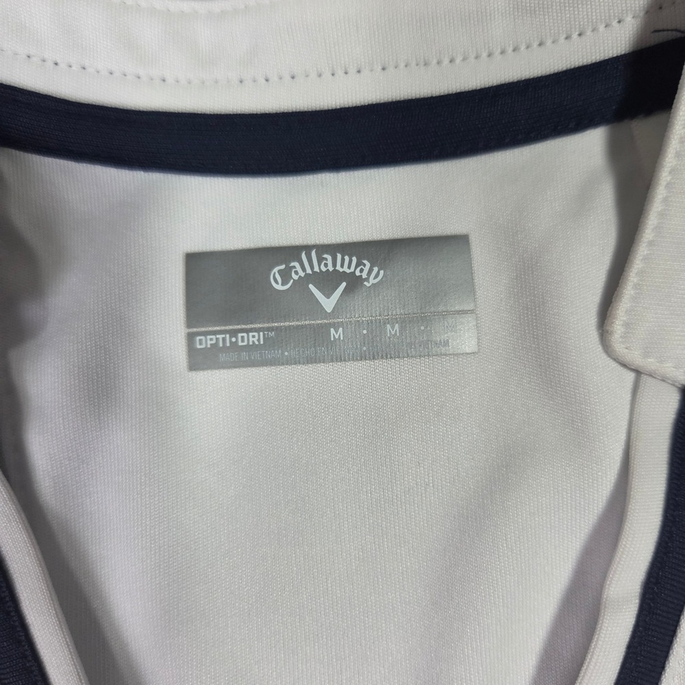Callaway Opti-Dri Womens Sleeveless Golf Polo Shirt White Striped V-Neck Medium